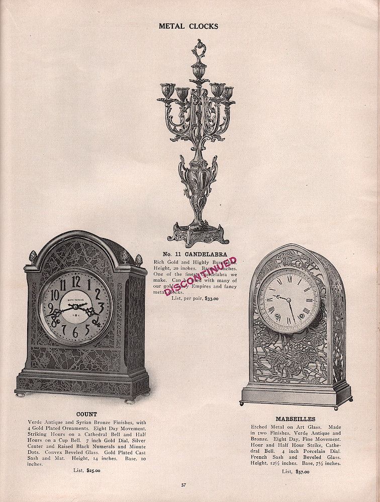 1909 - 1910 Seth Thomas Clock Company Catalog No. 675 > 57. 1909 - 1910 Seth Thomas Clock Company Catalog No. 675.; page 57