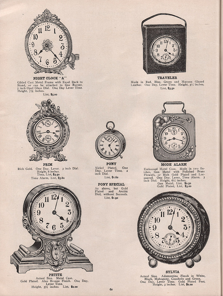 1909 - 1910 Seth Thomas Clock Company Catalog No. 675 > 62. 1909 - 1910 Seth Thomas Clock Company Catalog No. 675.; page 62