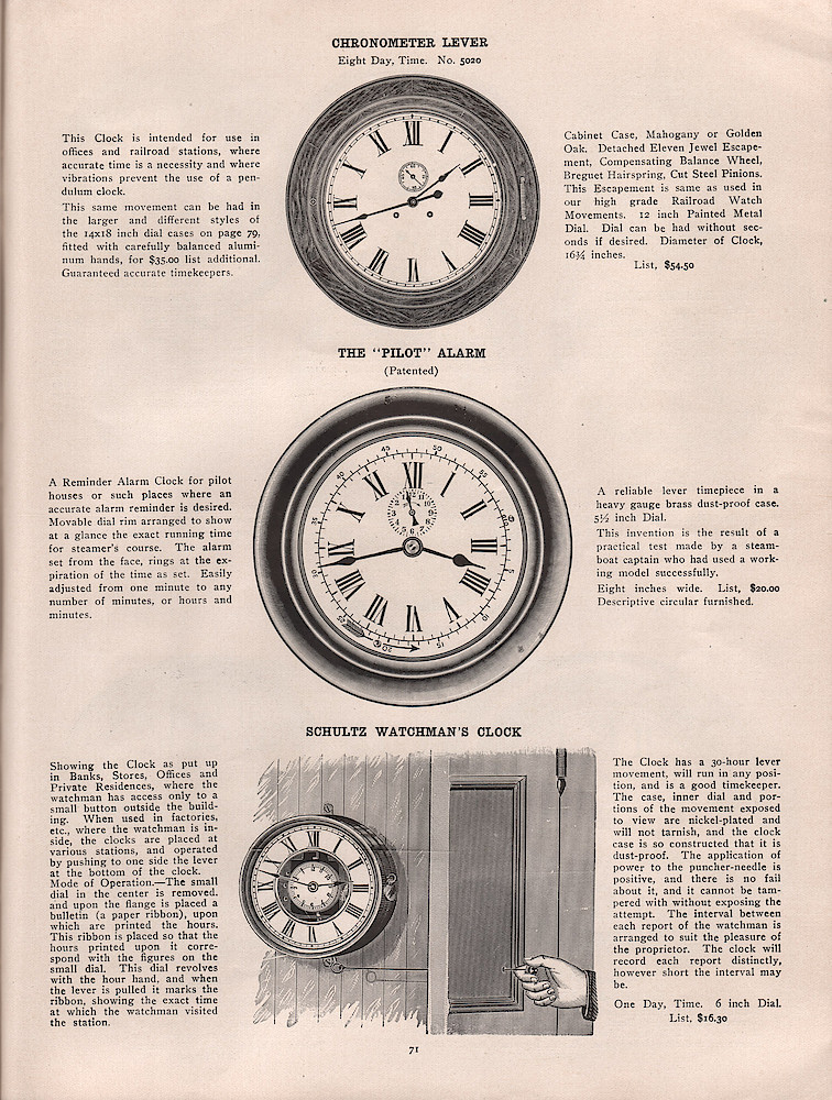 1909 - 1910 Seth Thomas Clock Company Catalog No. 675 > 71. 1909 - 1910 Seth Thomas Clock Company Catalog No. 675.; page 71