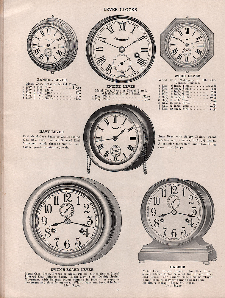 1909 - 1910 Seth Thomas Clock Company Catalog No. 675 > 72. 1909 - 1910 Seth Thomas Clock Company Catalog No. 675.; page 72