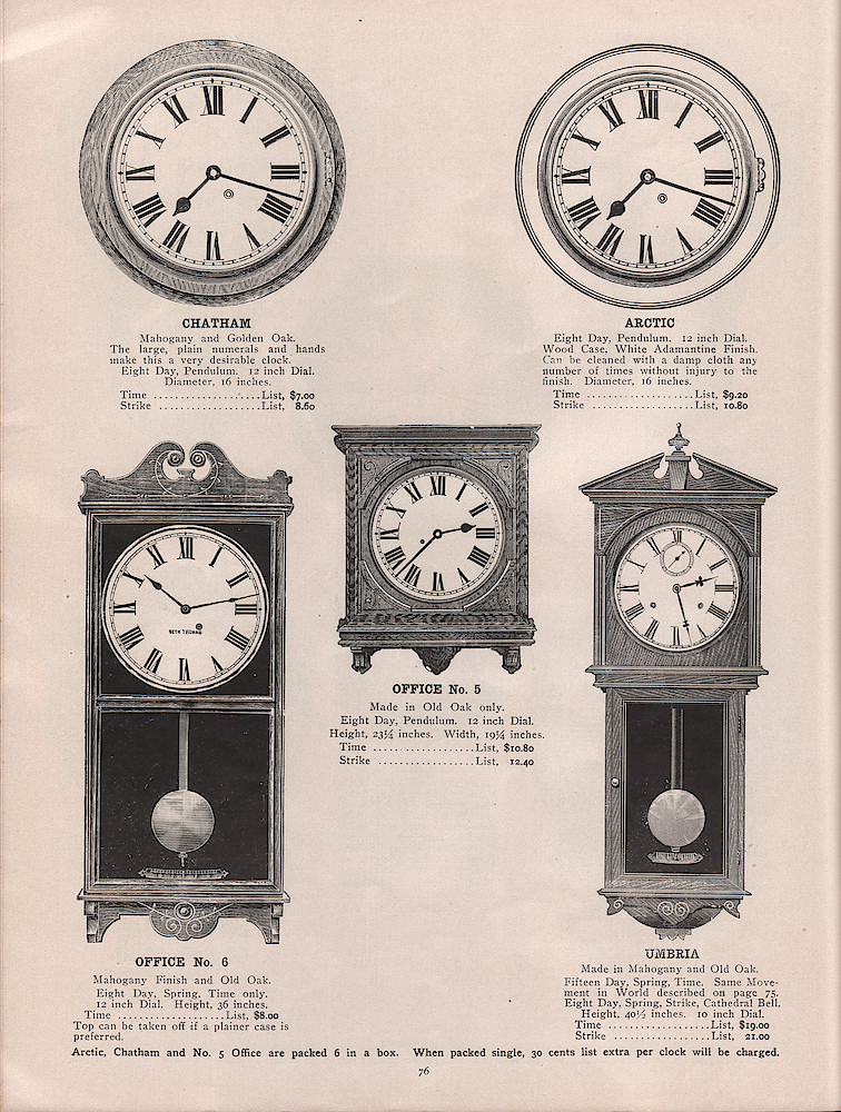 1909 - 1910 Seth Thomas Clock Company Catalog No. 675 > 76. 1909 - 1910 Seth Thomas Clock Company Catalog No. 675.; page 76