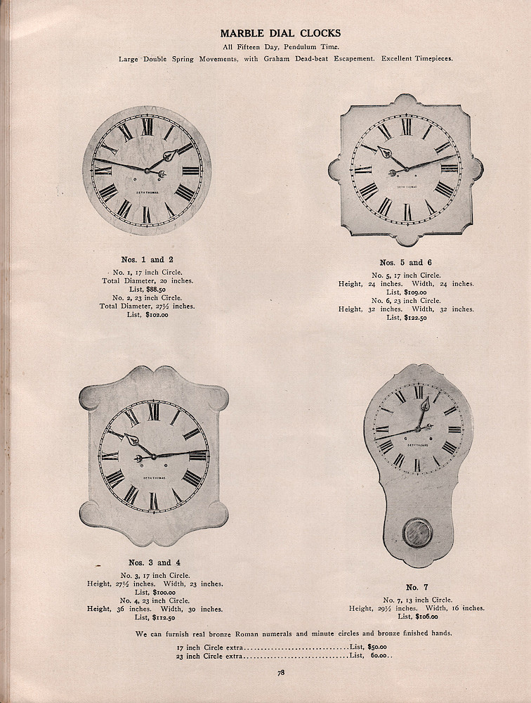 1909 - 1910 Seth Thomas Clock Company Catalog No. 675 > 78. 1909 - 1910 Seth Thomas Clock Company Catalog No. 675.; page 78