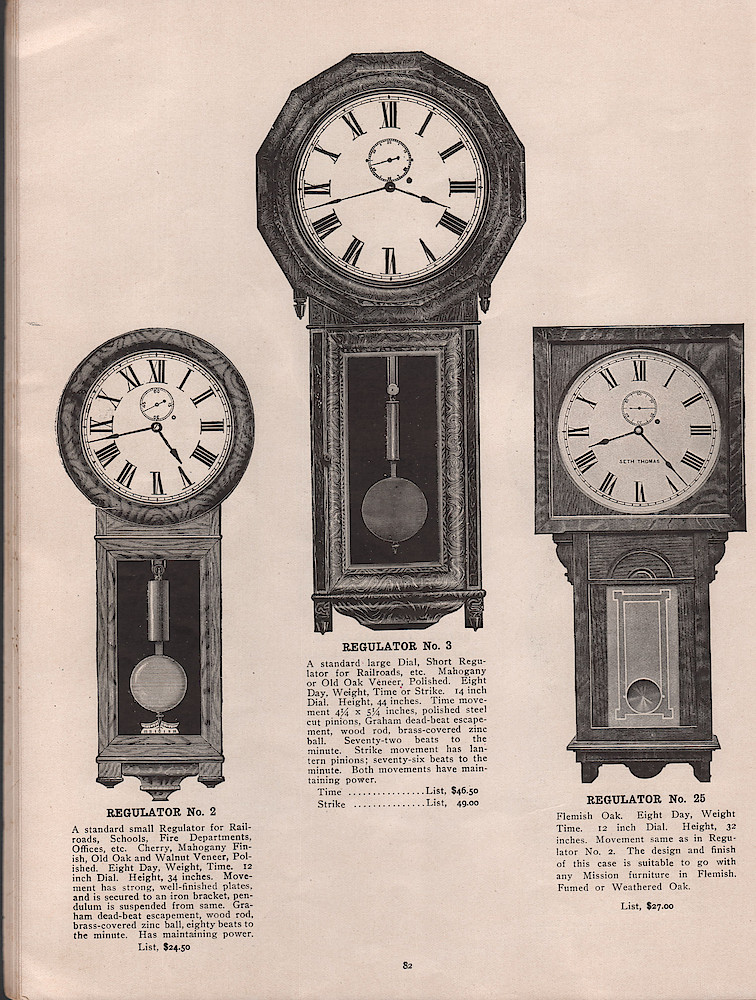 1909 - 1910 Seth Thomas Clock Company Catalog No. 675 > 82. 1909 - 1910 Seth Thomas Clock Company Catalog No. 675.; page 82