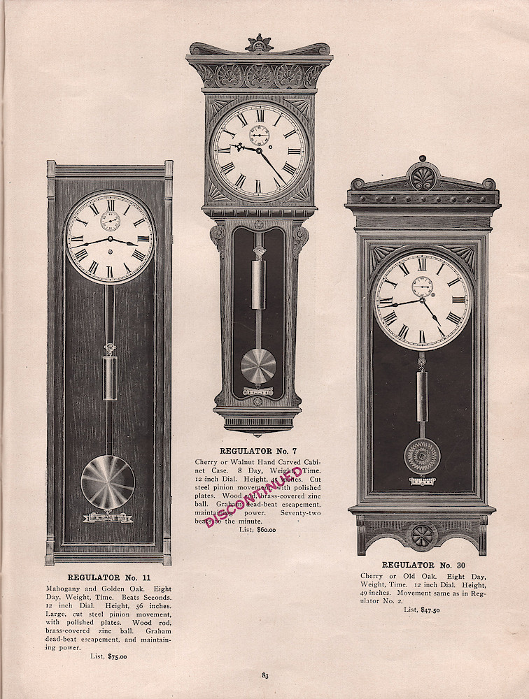 1909 - 1910 Seth Thomas Clock Company Catalog No. 675 > 83. 1909 - 1910 Seth Thomas Clock Company Catalog No. 675.; page 83