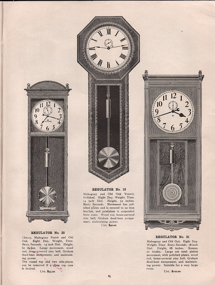 1909 - 1910 Seth Thomas Clock Company Catalog No. 675 > 85. 1909 - 1910 Seth Thomas Clock Company Catalog No. 675.; page 85
