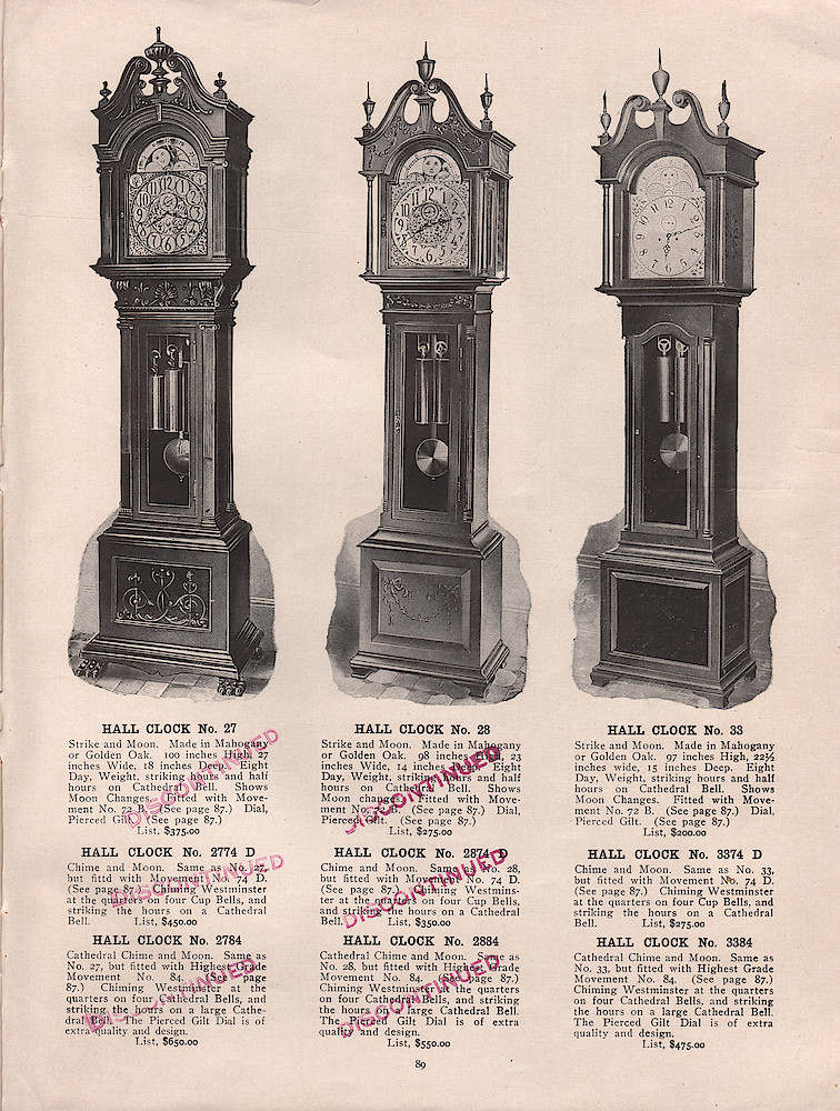 1909 - 1910 Seth Thomas Clock Company Catalog No. 675 > 89. 1909 - 1910 Seth Thomas Clock Company Catalog No. 675.; page 89
