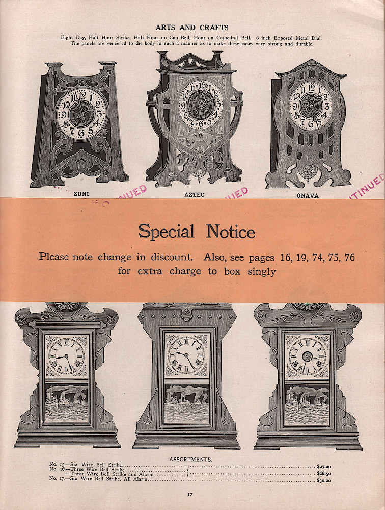 1909 - 1910 Seth Thomas Clock Company Catalog No. 675 > Special-Notice. 1909 - 1910 Seth Thomas Clock Company Catalog No. 675.; page Special-Notice