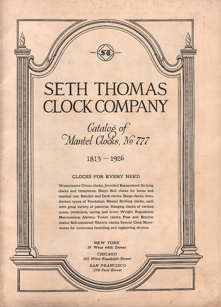 1926 Seth Thomas Clock Company, Catalog of Mantel Clocks, No. 777. > 1. 1926 Seth Thomas Clock Company, Catalog of Mantel Clocks, No. 777.; page 1