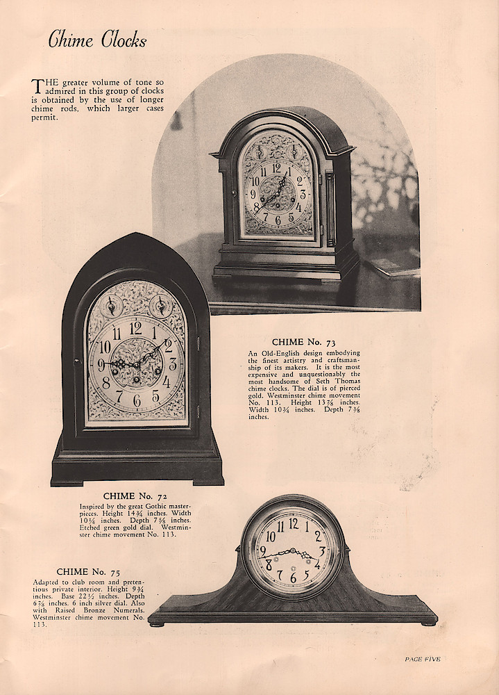 1926 Seth Thomas Clock Company, Catalog of Mantel Clocks, No. 777. > 5. 1926 Seth Thomas Clock Company, Catalog of Mantel Clocks, No. 777.; page 5