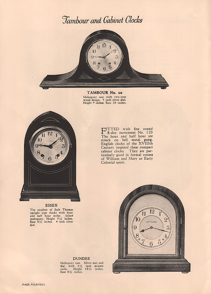 1926 Seth Thomas Clock Company, Catalog of Mantel Clocks, No. 777. > 14. 1926 Seth Thomas Clock Company, Catalog of Mantel Clocks, No. 777.; page 14