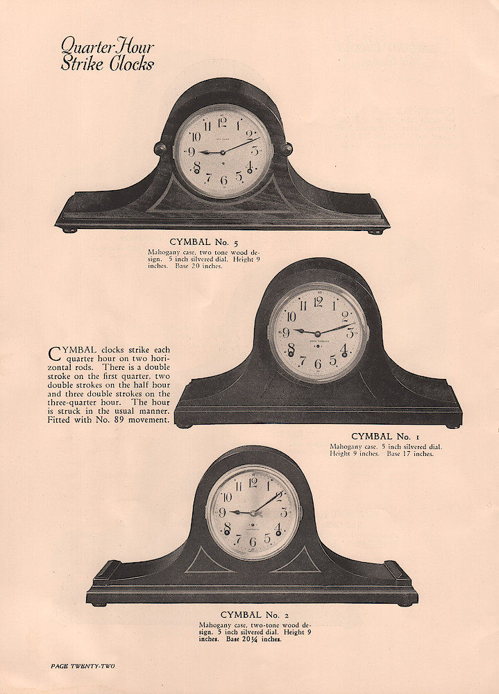 1926 Seth Thomas Clock Company, Catalog of Mantel Clocks, No. 777. > 22. 1926 Seth Thomas Clock Company, Catalog of Mantel Clocks, No. 777.; page 22