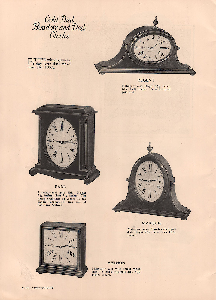 Clock Watch Catalog Page 1926 Seth Thomas Clock Company