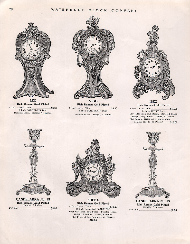 1914 - 1915 Waterbury Clock Catalog > 28. 1914 - 1915 Waterbury Clock Catalog; page 28