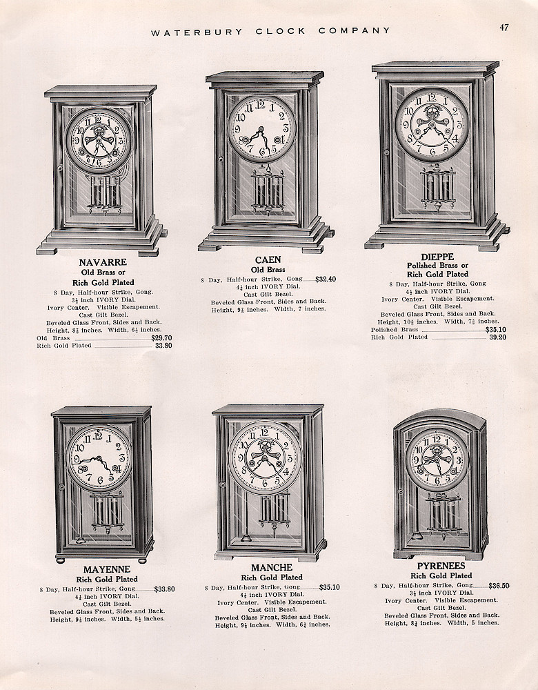 1914 - 1915 Waterbury Clock Catalog > 47. 1914 - 1915 Waterbury Clock Catalog; page 47