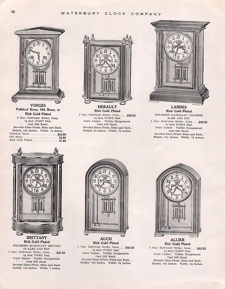 1914 - 1915 Waterbury Clock Catalog > 48. 1914 - 1915 Waterbury Clock Catalog; page 48