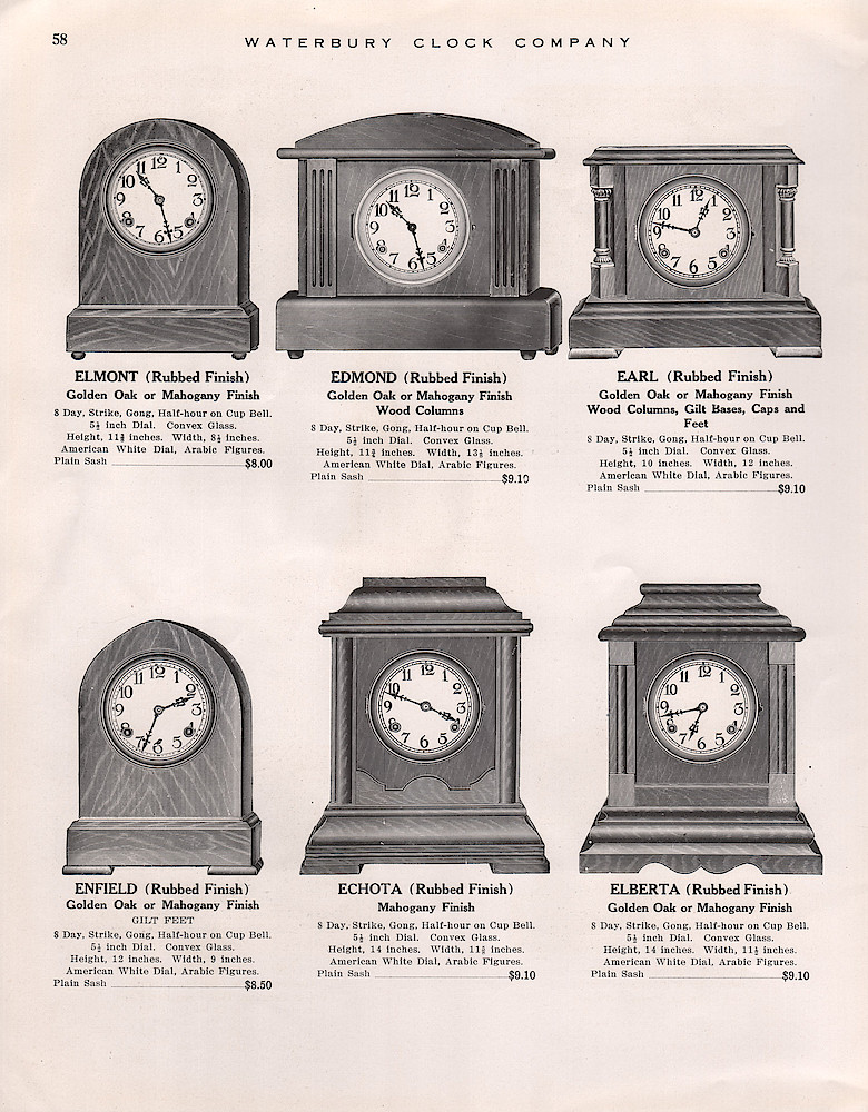 1914 - 1915 Waterbury Clock Catalog > 58. 1914 - 1915 Waterbury Clock Catalog; page 58