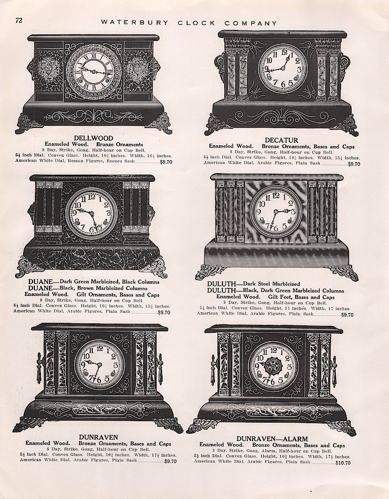 1914 - 1915 Waterbury Clock Catalog > 72. 1914 - 1915 Waterbury Clock Catalog; page 72