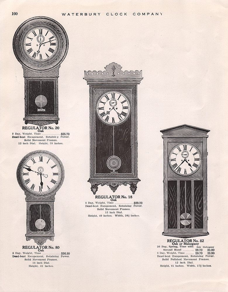 1914 - 1915 Waterbury Clock Catalog > 100. 1914 - 1915 Waterbury Clock Catalog; page 100