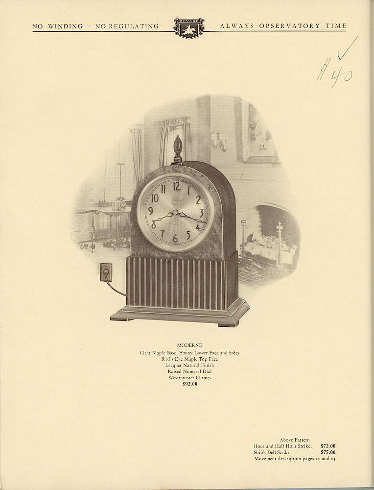 1930 Revere Clocks Catalog > 72. 1930 Revere Clocks Catalog; page 72