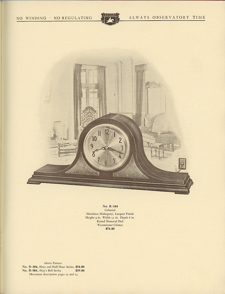 1930 Revere Clocks Catalog > 73. 1930 Revere Clocks Catalog; page 73