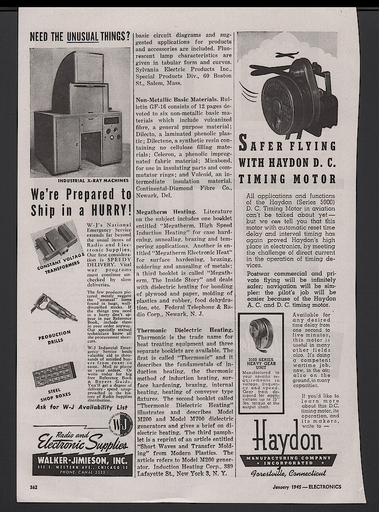 January 1945 Electronics Magazine, p. 362