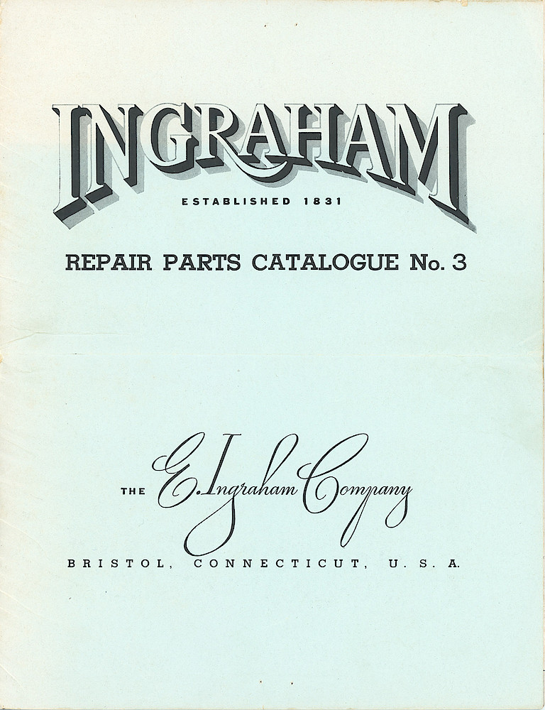 Ingraham Repair Parts Catalog No. 3 > Front Cover