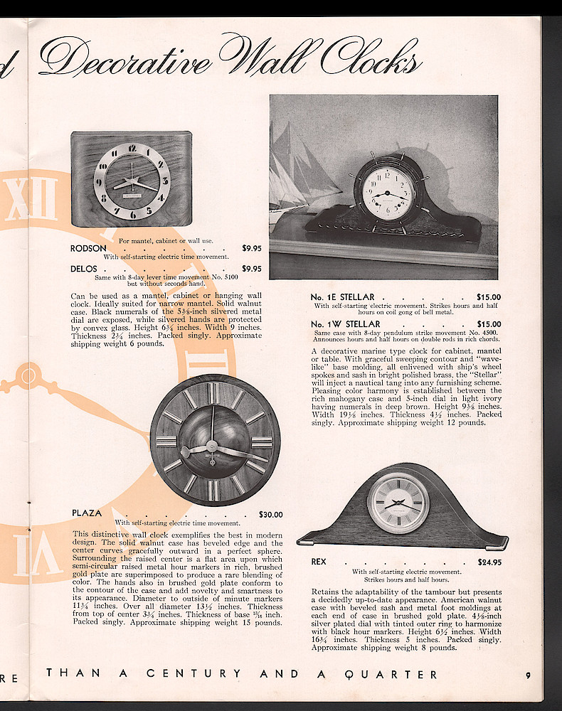 Seth Thomas Clocks for 1939. Self Starting Electric and Key Wound > 9