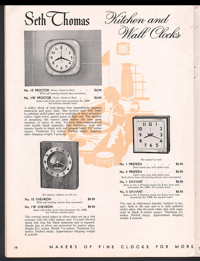 Seth Thomas Clocks for 1939. Self Starting Electric and Key Wound > 16