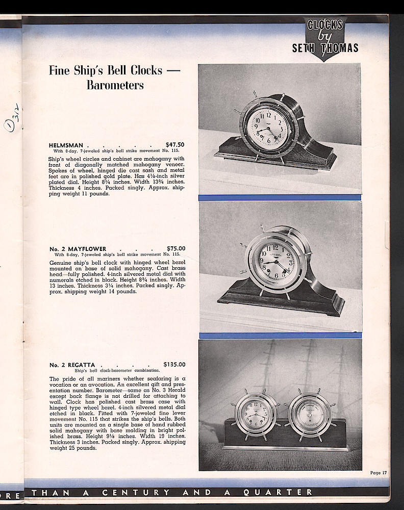 Seth Thomas Clocks for 1940. Self Starting Electric and Key Wound. Includes price list. > 17