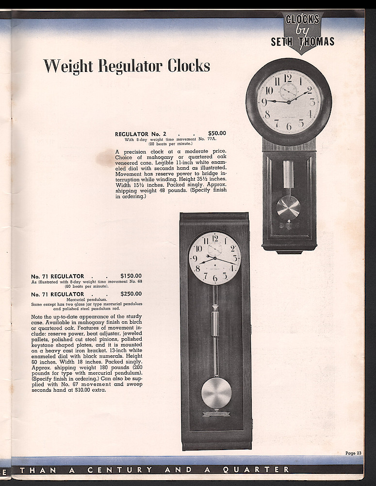 Seth Thomas Clocks for 1940. Self Starting Electric and Key Wound. Includes price list. > 23