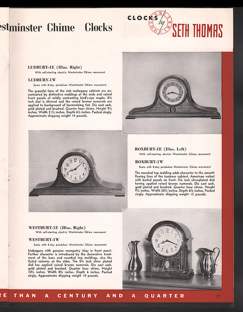 Clocks by Seth Thomas. Includes retail and dealers price list. > 17