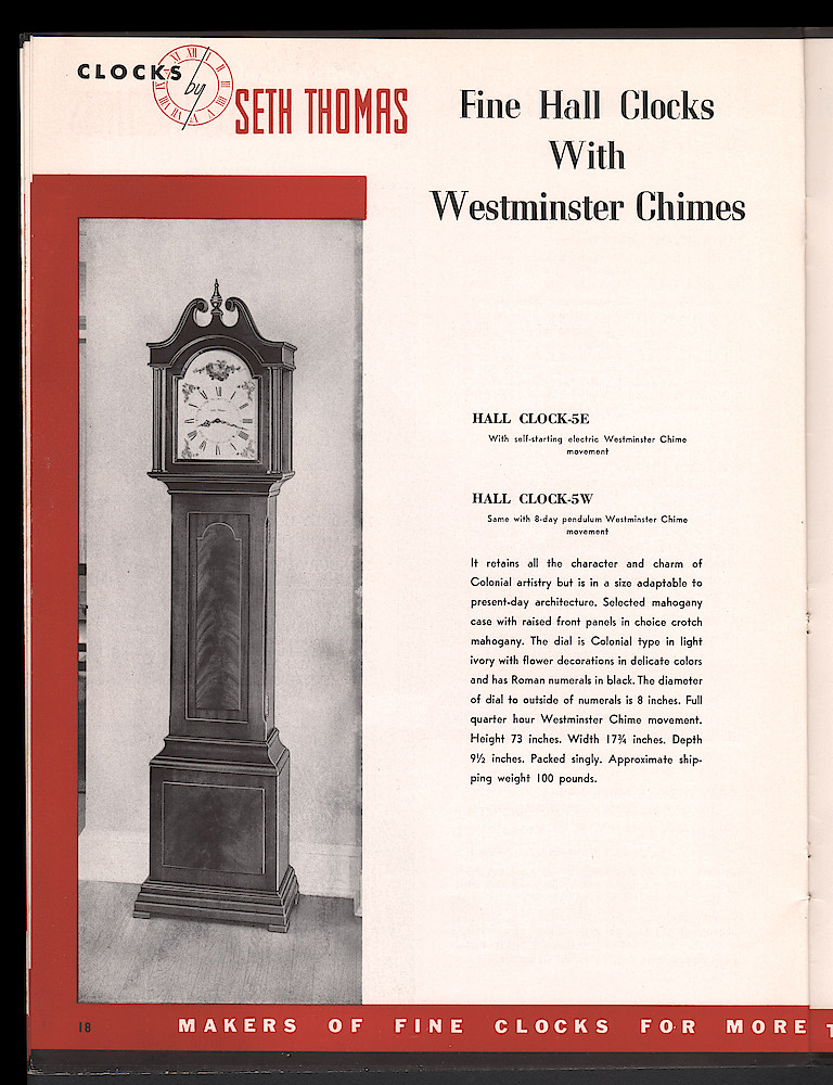 Clocks by Seth Thomas. Includes retail and dealers price list. > 18