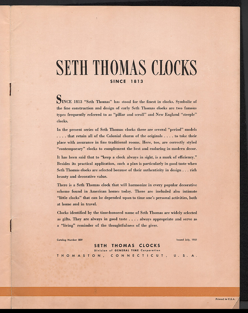 Clocks by Seth Thomas, Since 1813, the Finest Name in Clocks > 1