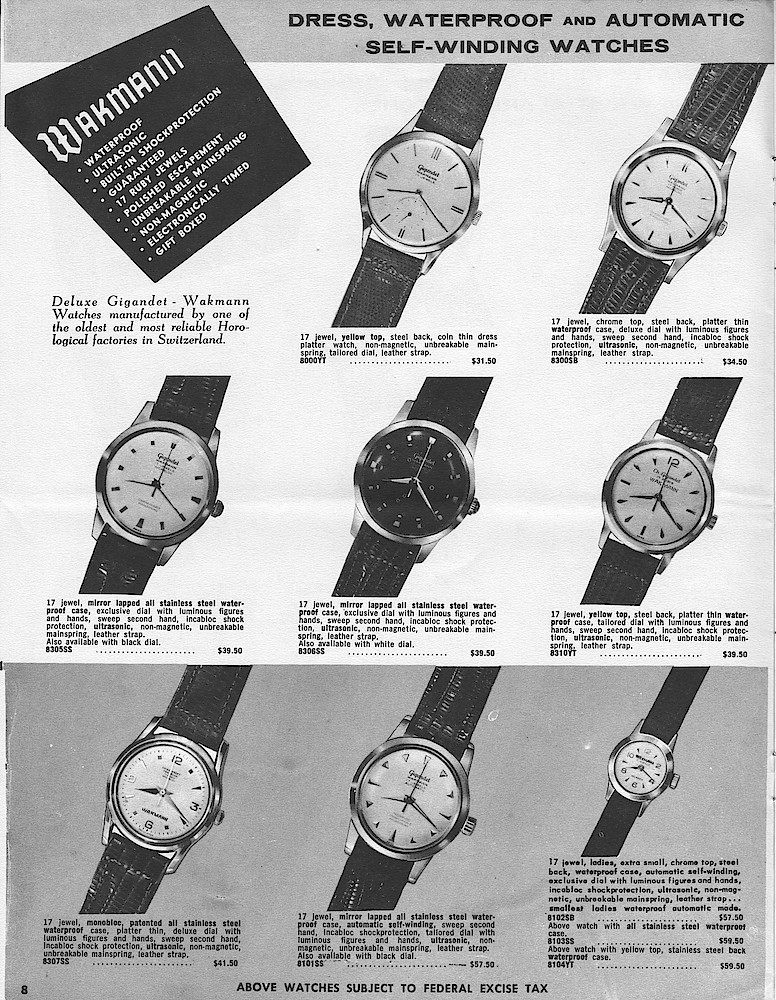 Wakmann . . . Greatest in chronographs, and multi-purpose timepieces. Timed to the split second with precision and accuracy . . . > 8