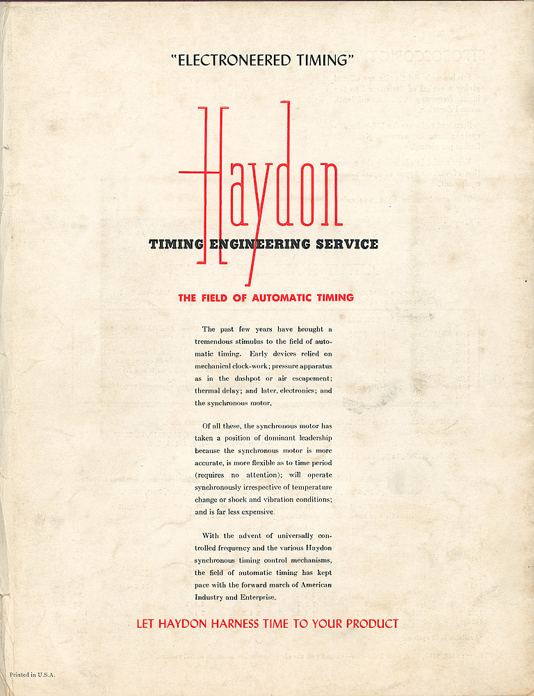 Haydon Timing Motors and Apparatus > Back Cover