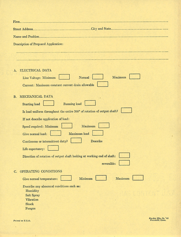 Haydon Timing Motors and Apparatus > Quote Form