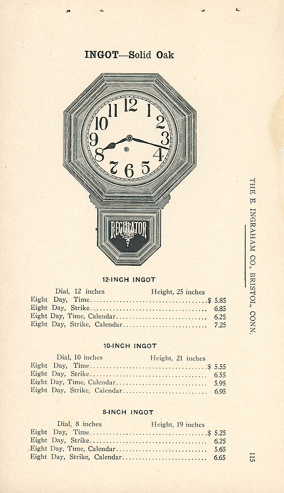 Clocks - The E. Ingraham Company, Bristol, Conn. U.S.A. > 115