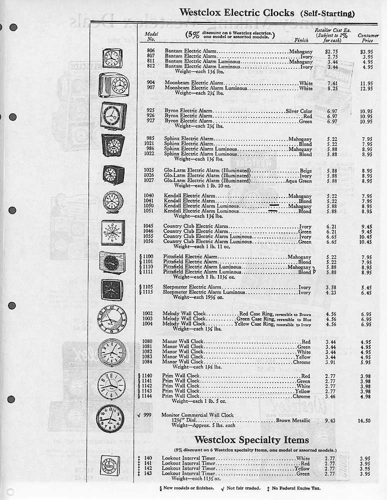 Westclox Prices to the Retailer & Consumer > 3