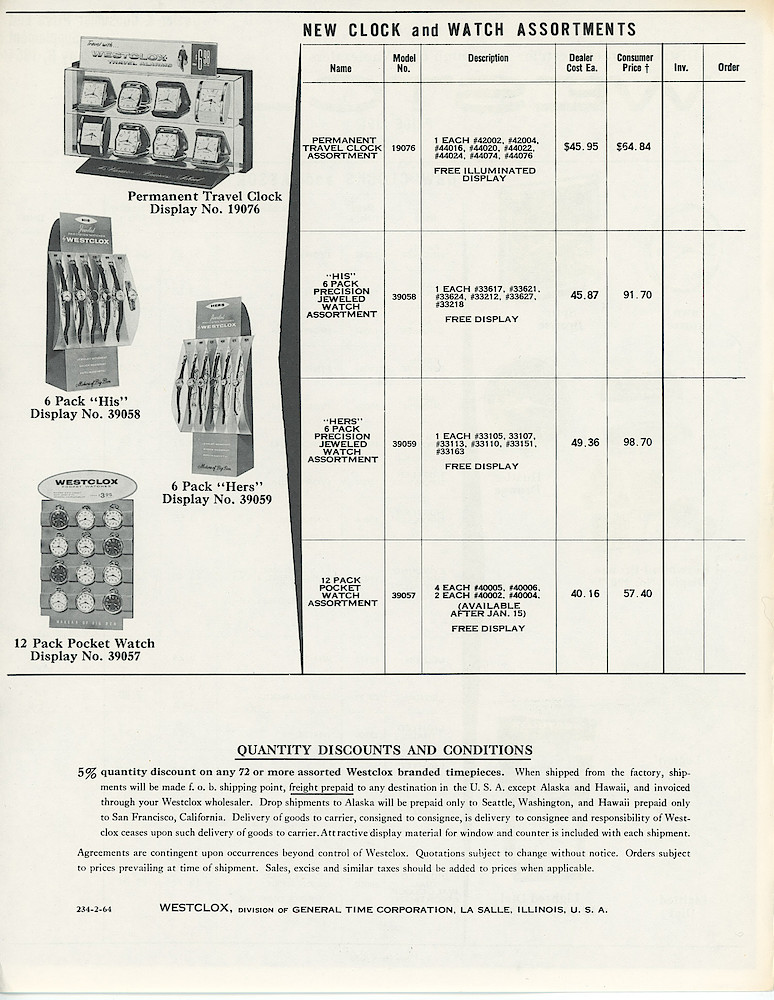 Westclox 1964 Price List Supplement > P-2