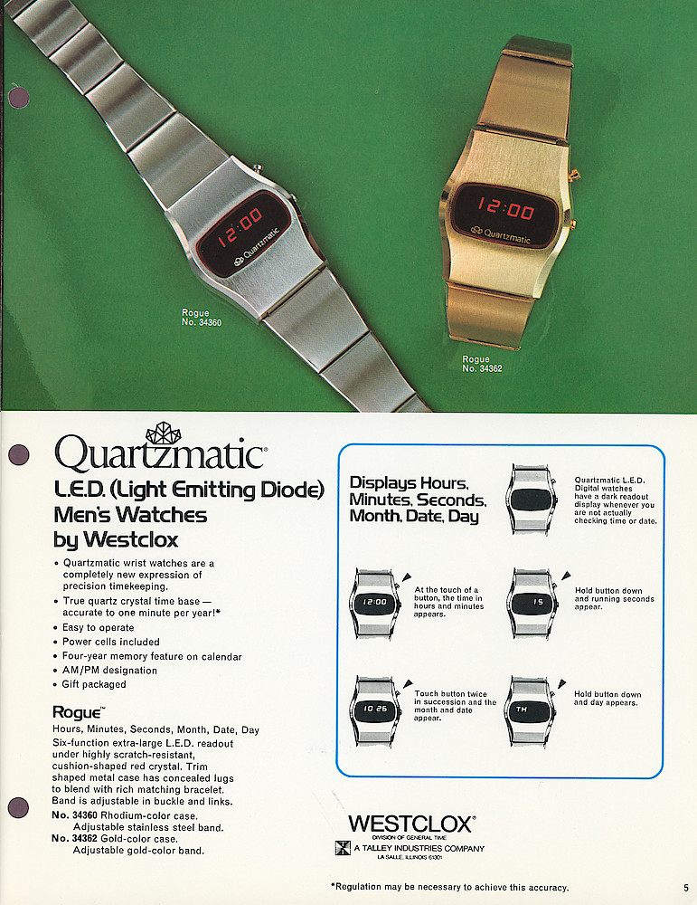 1976 Quartzmatic Wrist Watches by Westclox > 5