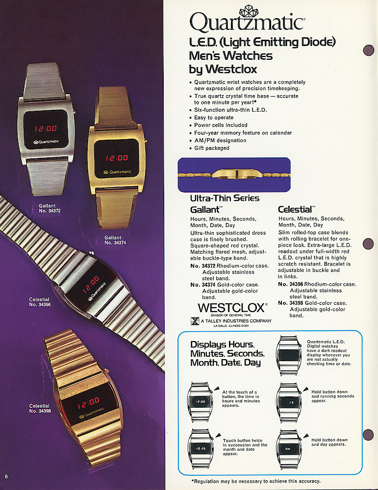 1976 Quartzmatic Wrist Watches by Westclox > 6