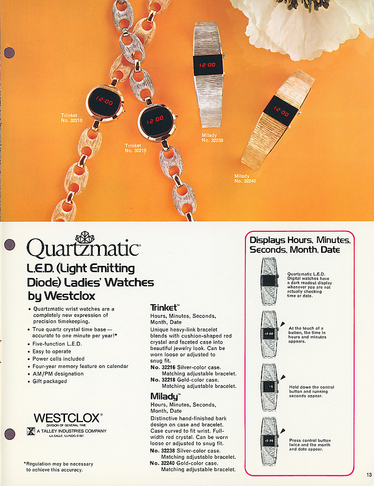 1976 Quartzmatic Wrist Watches by Westclox > 13