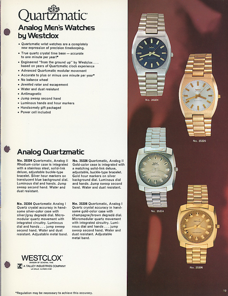 1976 Quartzmatic Wrist Watches by Westclox > 19
