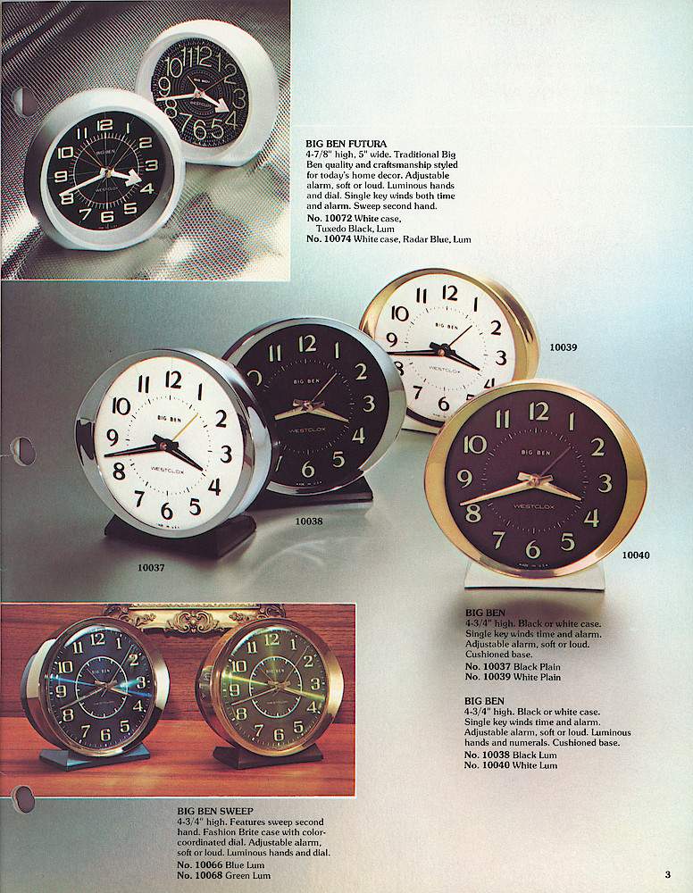 1977 - 78 Westclox Keywound alarms, Electric Alarms, Wall Clocks, Pocket Watches > 3