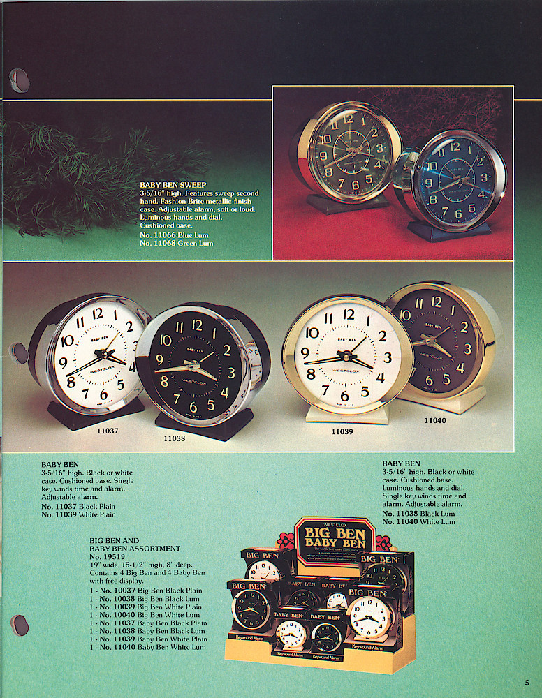 1977 - 78 Westclox Keywound alarms, Electric Alarms, Wall Clocks, Pocket Watches > 5