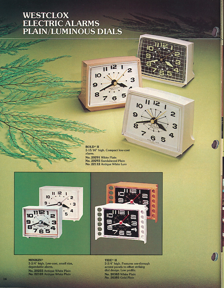 1977 - 78 Westclox Keywound alarms, Electric Alarms, Wall Clocks, Pocket Watches > 14