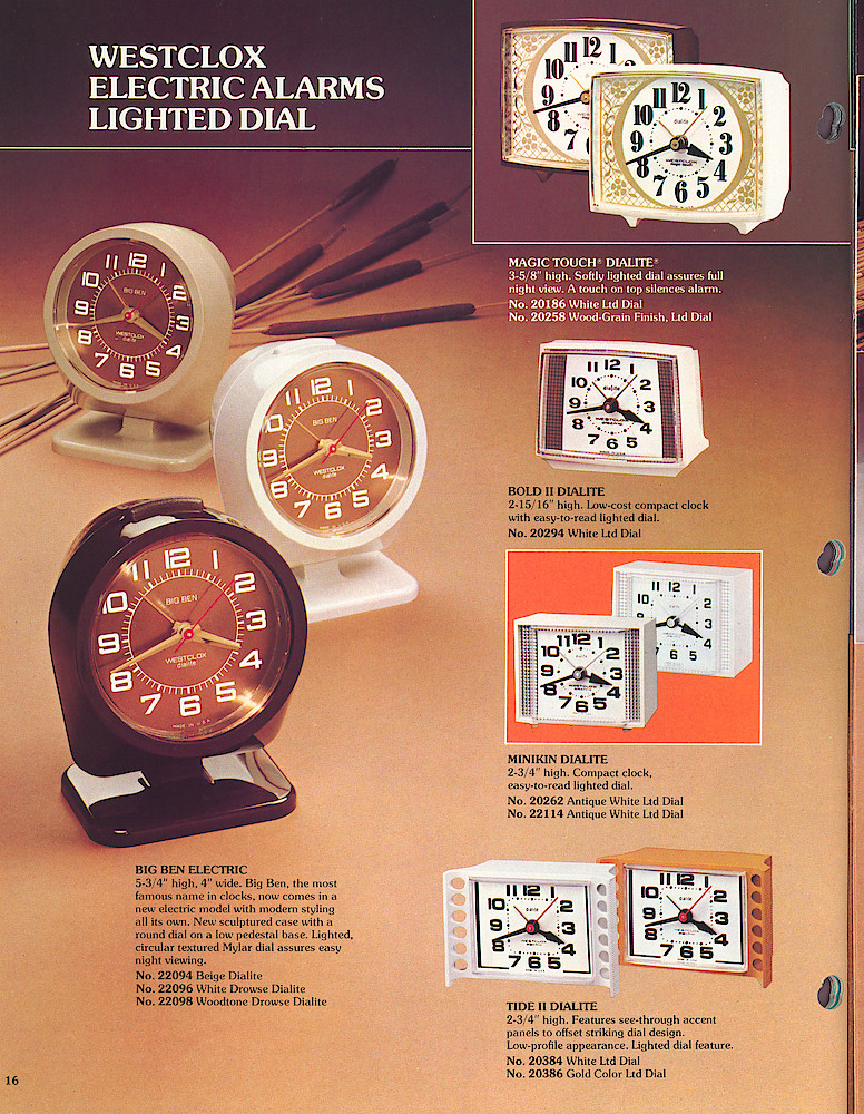 1977 - 78 Westclox Keywound alarms, Electric Alarms, Wall Clocks, Pocket Watches > 16