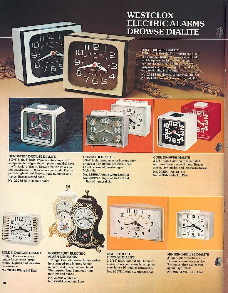 1977 - 78 Westclox Keywound alarms, Electric Alarms, Wall Clocks, Pocket Watches > 18