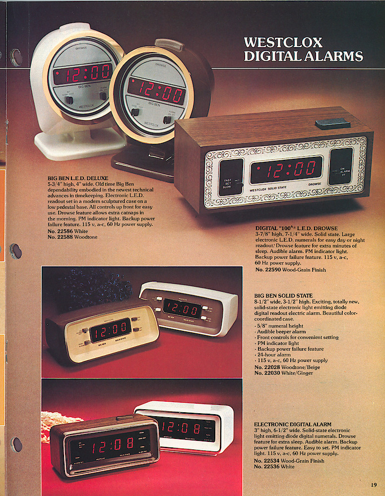 1977 - 78 Westclox Keywound alarms, Electric Alarms, Wall Clocks, Pocket Watches > 19