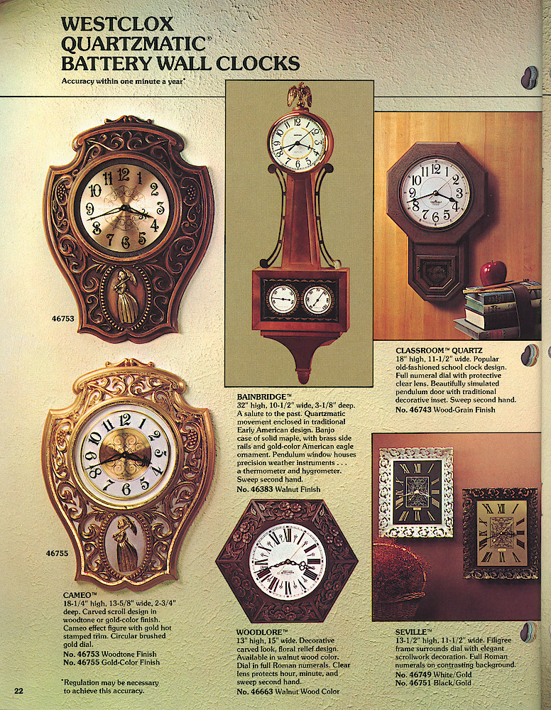 1977 - 78 Westclox Keywound alarms, Electric Alarms, Wall Clocks, Pocket Watches > 22